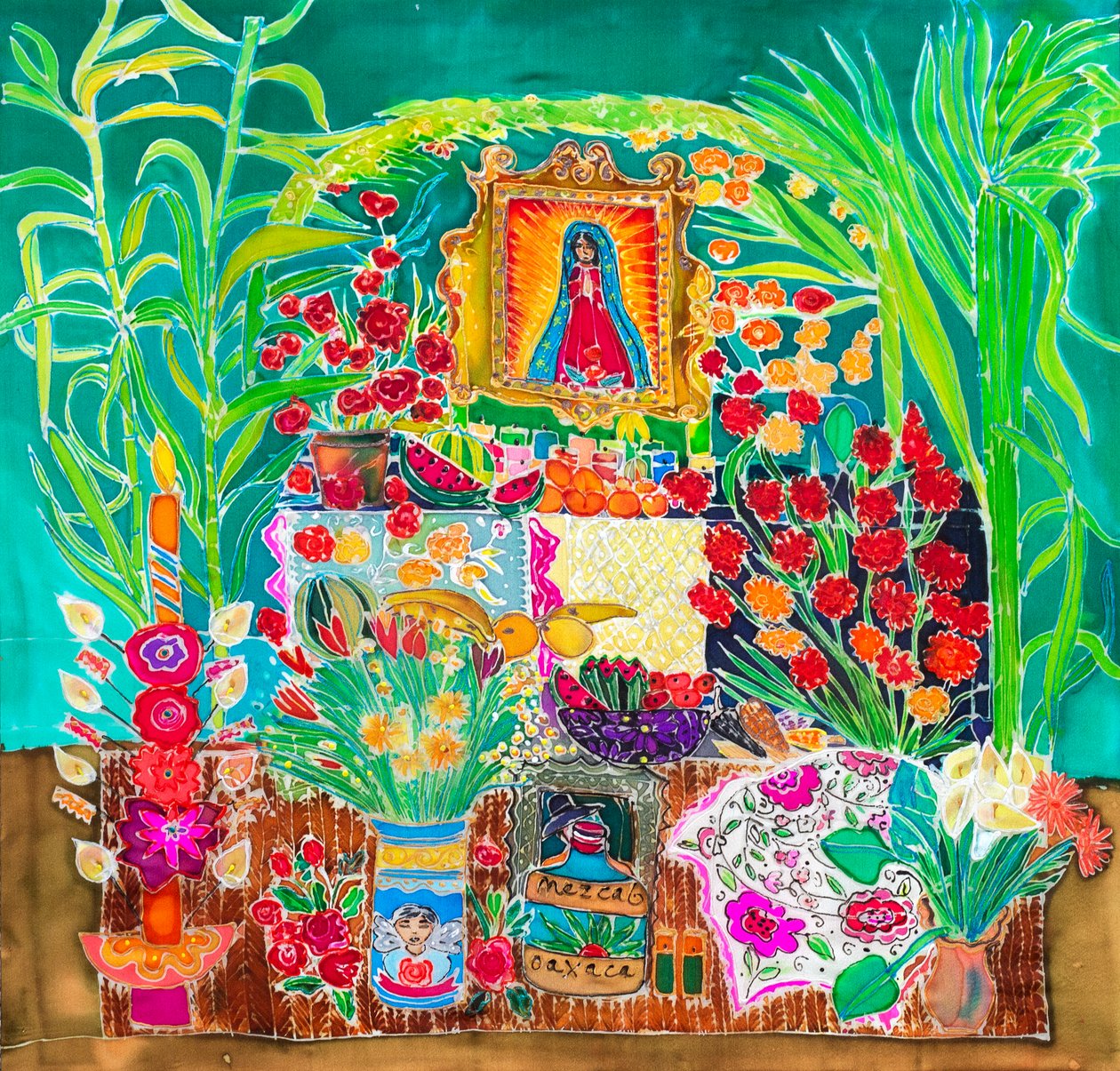 Helgedom, de dödas dag, Oaxaca, 2023 (färgad på siden) av Hilary Simon