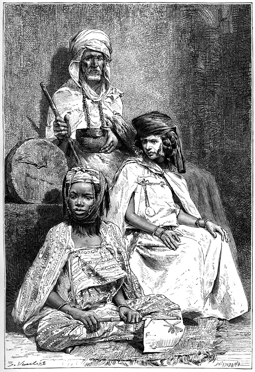 Arabisk mendicant, Biskra och El-kantra kvinnor, c1890 av Hildibrand