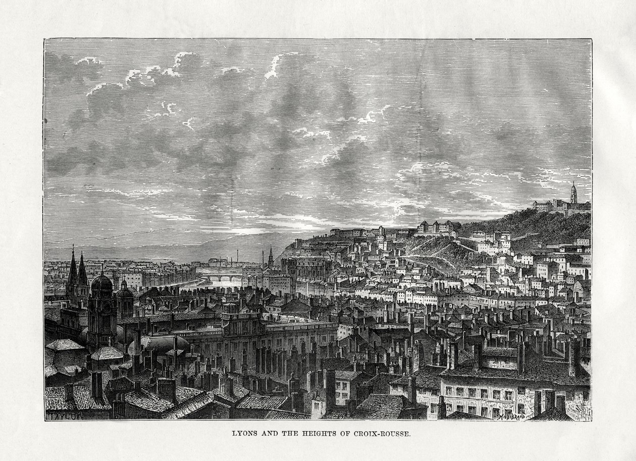 Lyon och Croix-Rousses höjder, Frankrike, 1879 av Hildibrand