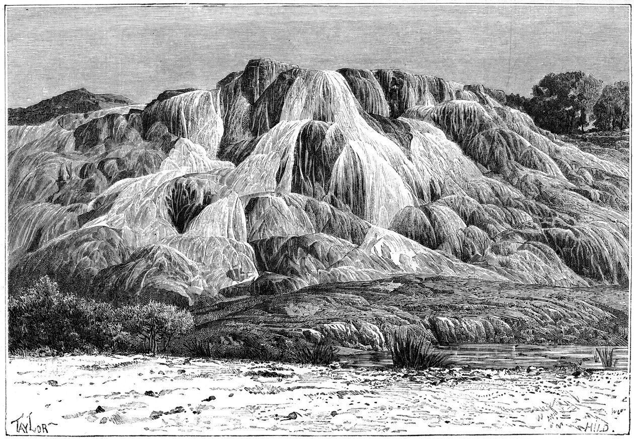 Förstenad kaskad av Hammam el Meskoutine, Algeriet, c1890. av Hildibrand