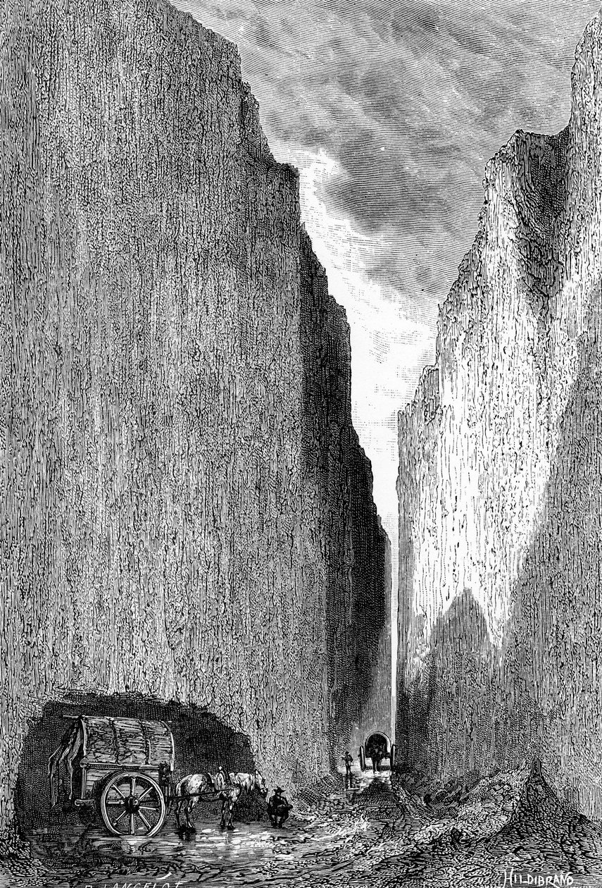 Vägen skär genom den gula jorden, Kina, c1890. av Hildibrand
