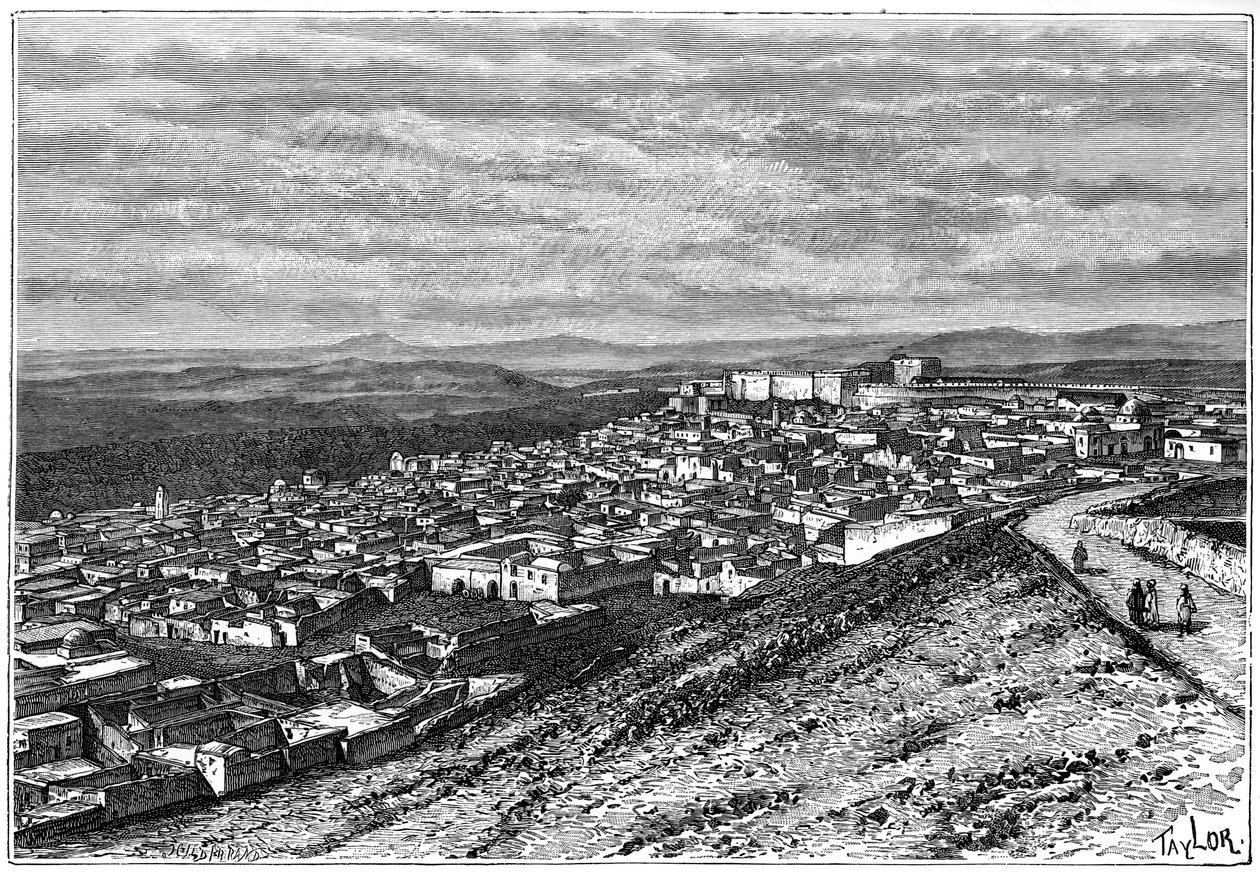Utsikt över El Kef, Tunisien, c1890 av Hildibrand