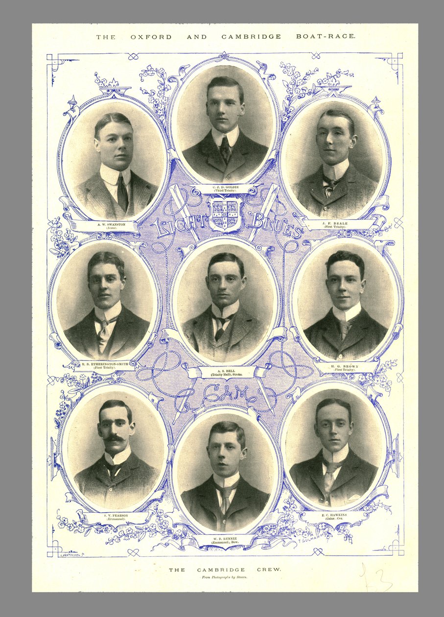 Cambridge Crew, Oxford och Cambridge Boat Race, 1898. av Hills and Saunders