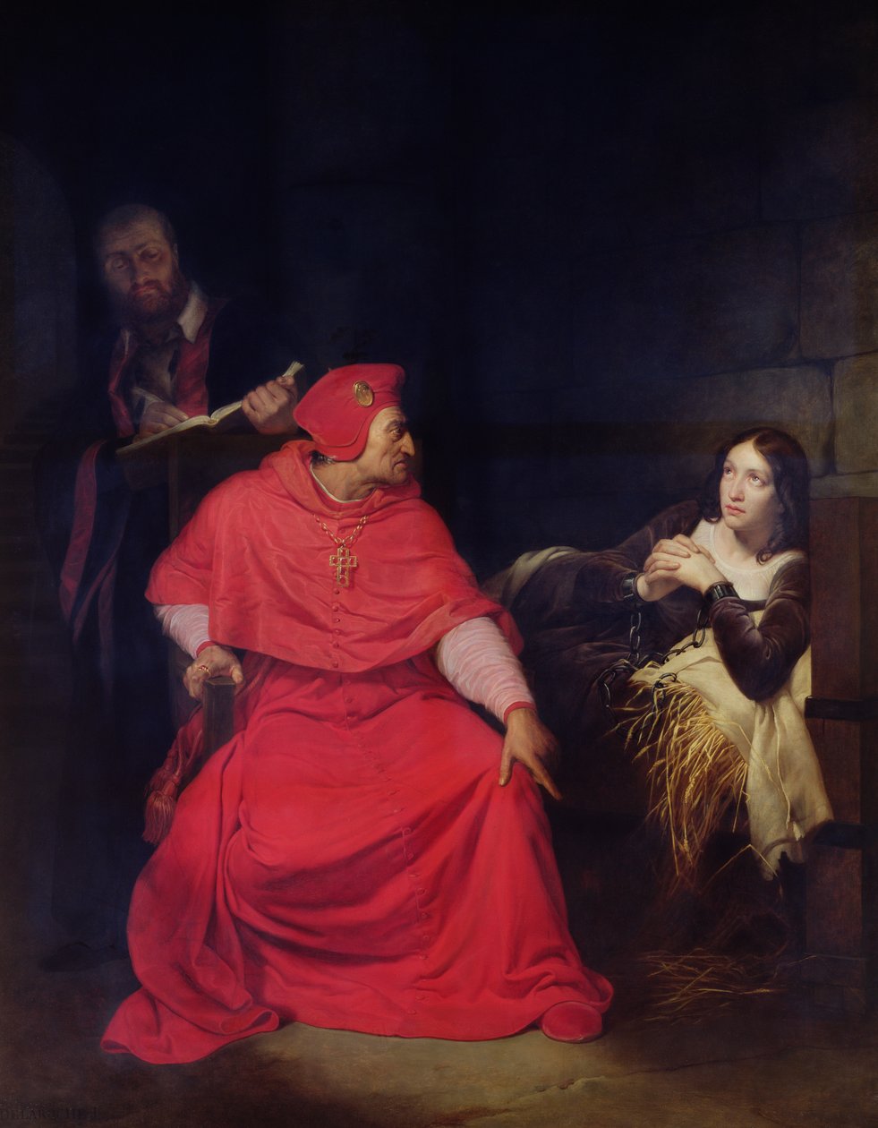 Joan of Arc (1412-31) ma le Cardinal o Winchester i le 1431, 1824 swed av Hippolyte Delaroche