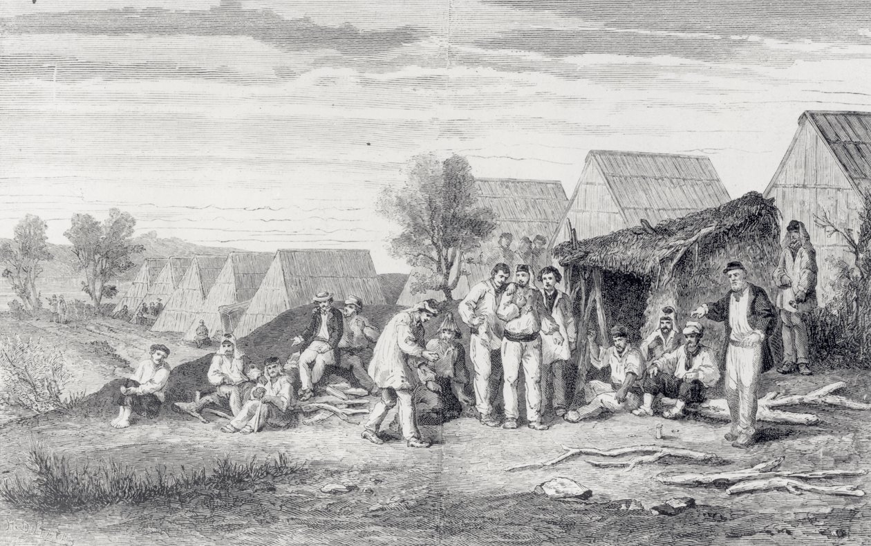 Deportationsläger på Cros-halvön, Nya Kaledonien, 1873 av Hippolyte Dutheil