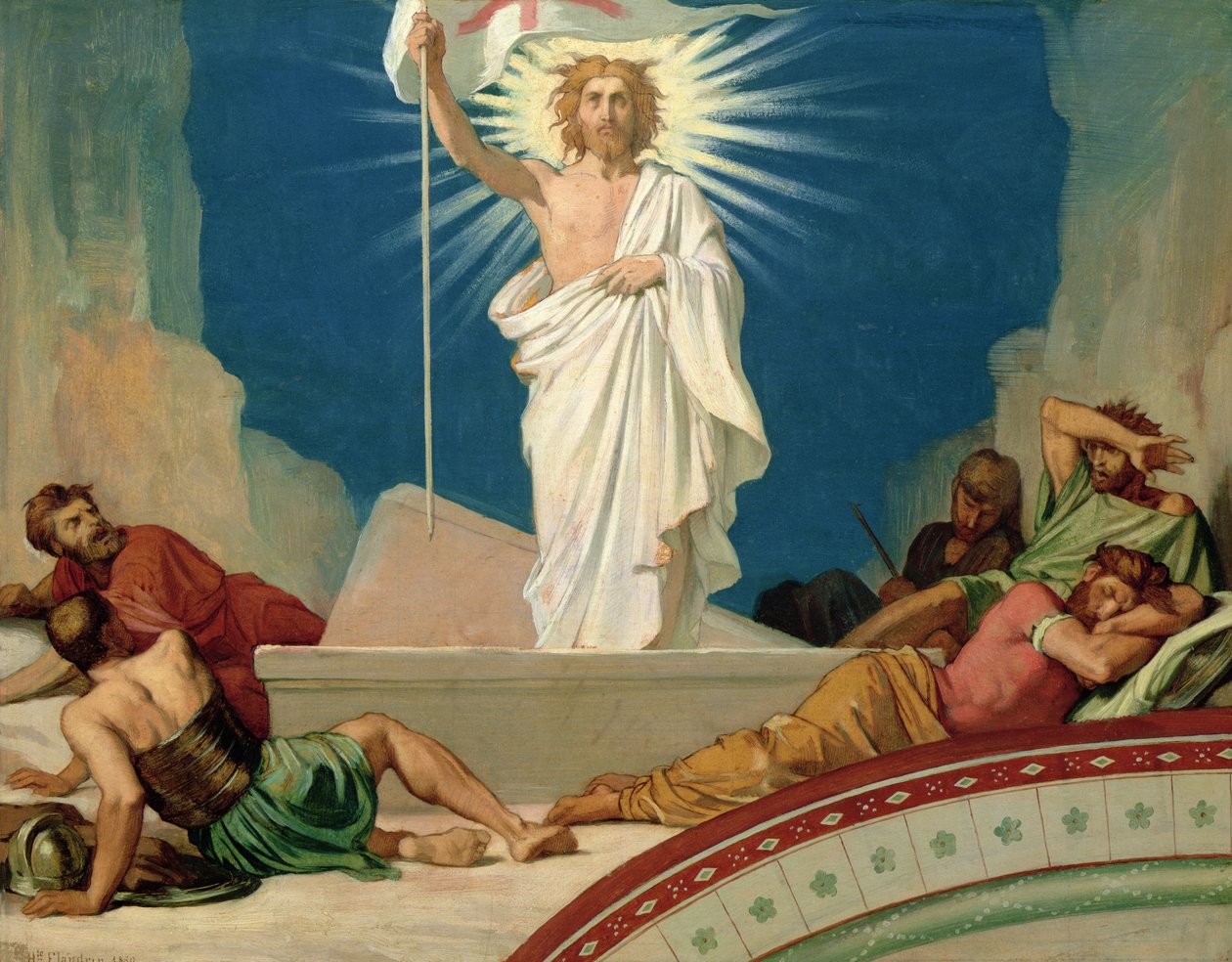 Study for the Resurrection of Christ, 1860 (olja på kort) av Hippolyte Flandrin