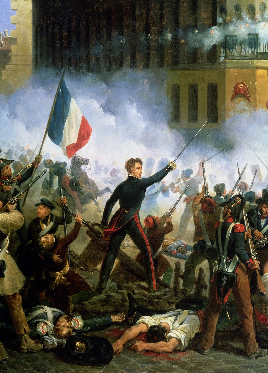 Slaget i Rue de Rohan, 28 juli 1830, 1831 (uppgift om 156577) av Hippolyte Lecomte