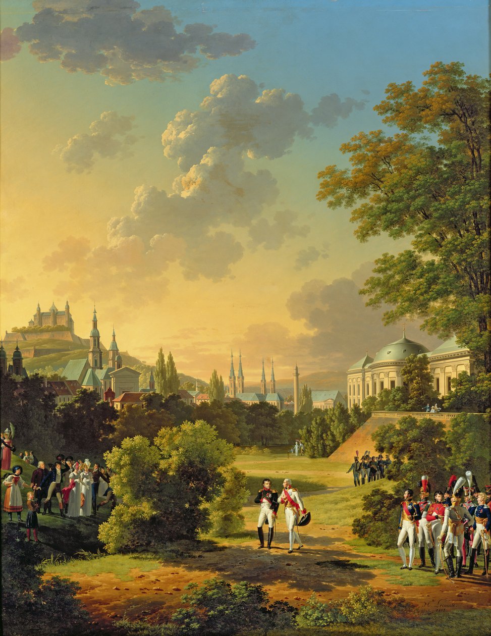 Möte mellan Napoleon I (1769-1821) och Ferdinand III (1769-1824) storhertig av Toscana i Würtzburg, oktober 1806, 1813 av Hippolyte Lecomte
