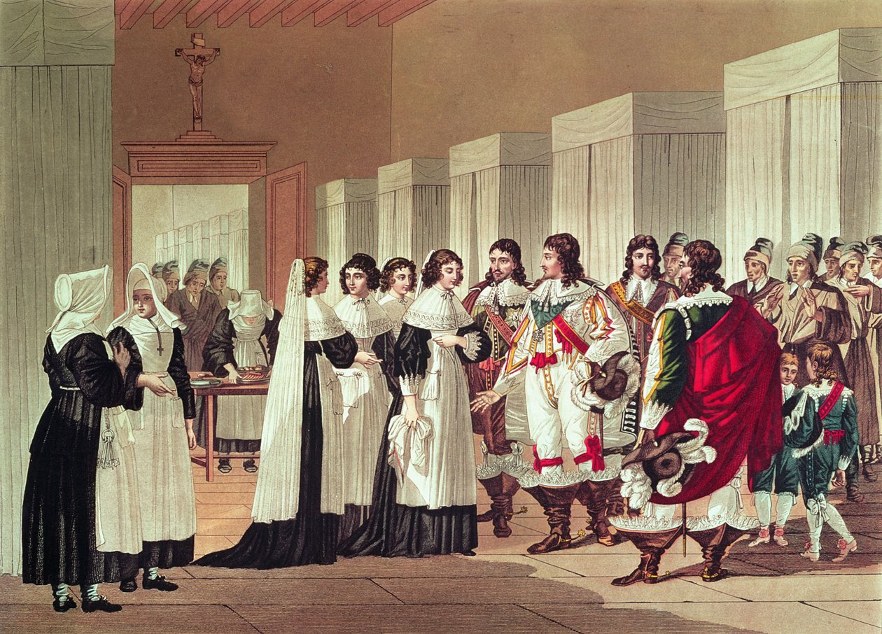 Möte mellan Ludvig XIII (1601-43) och Marie-Louise Motier de la Fayette (1615-65) på l