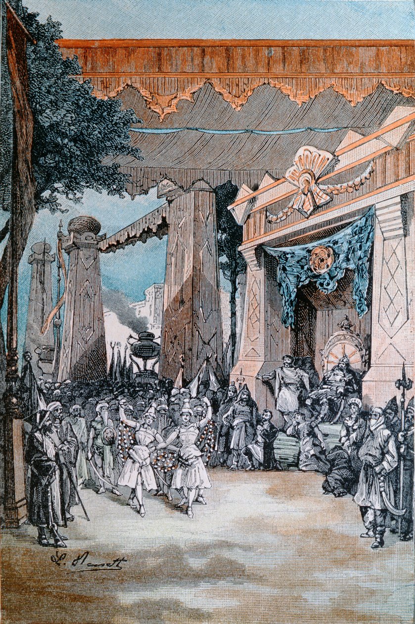 Illustration från "Michel Strogoff" av Jules Verne (1828-1905) (färggravyr) av Hippolyte Leon Benett