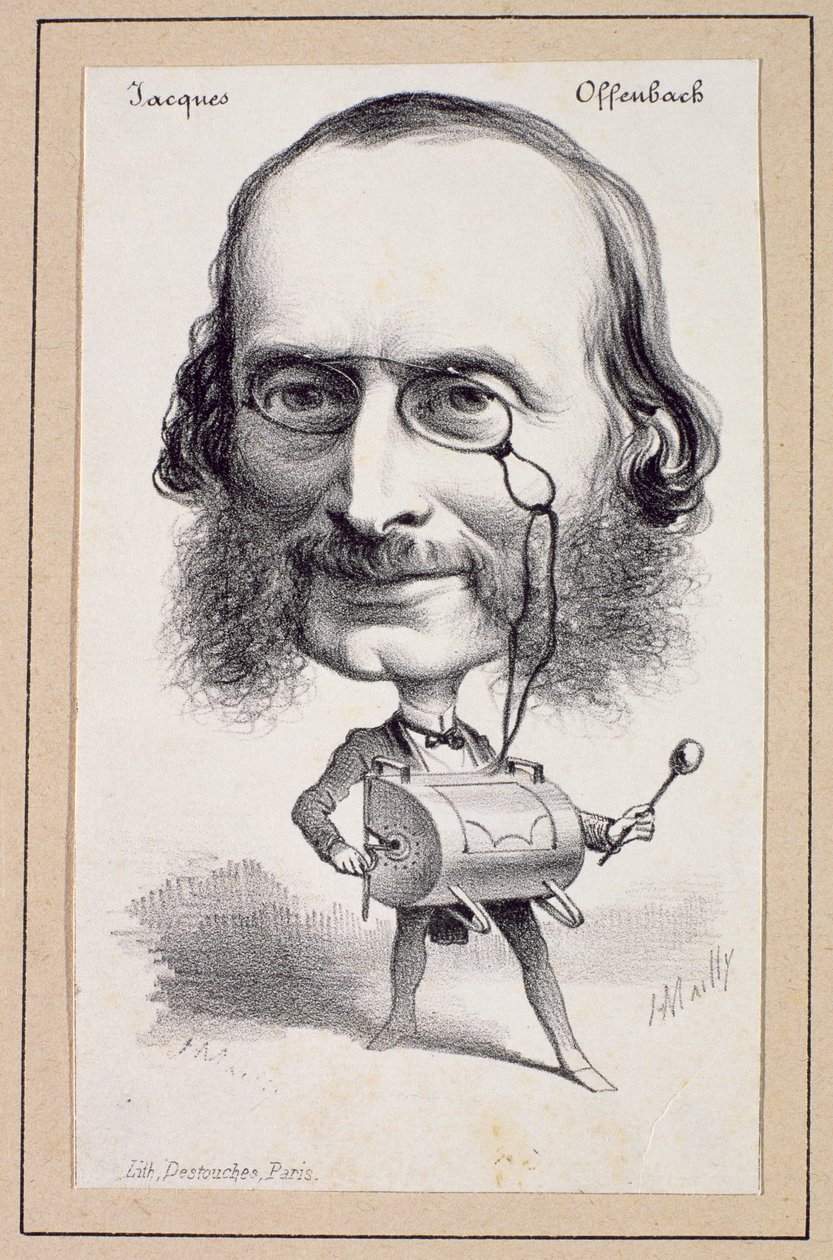 Porträtt av Jacques Offenbach (1819-80) graverad av Paul Emile Destouches (1794-1874) av Hippolyte Mailly
