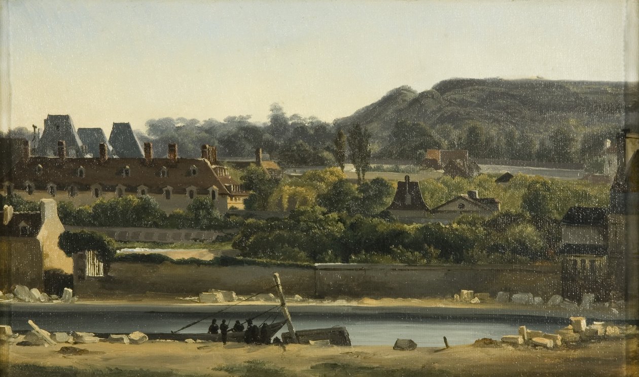 Saint Louis Hospital och Buttes-Chaumont, Paris, ca 1830 (olja på duk) av Hippolyte Adam