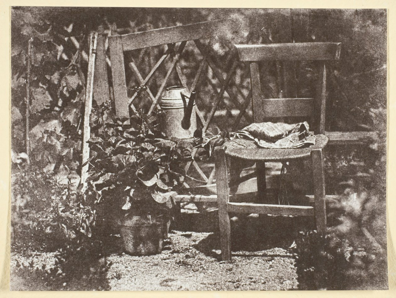 Stol i en trädgård, 184250, tryckt 1965. av Hippolyte Bayard