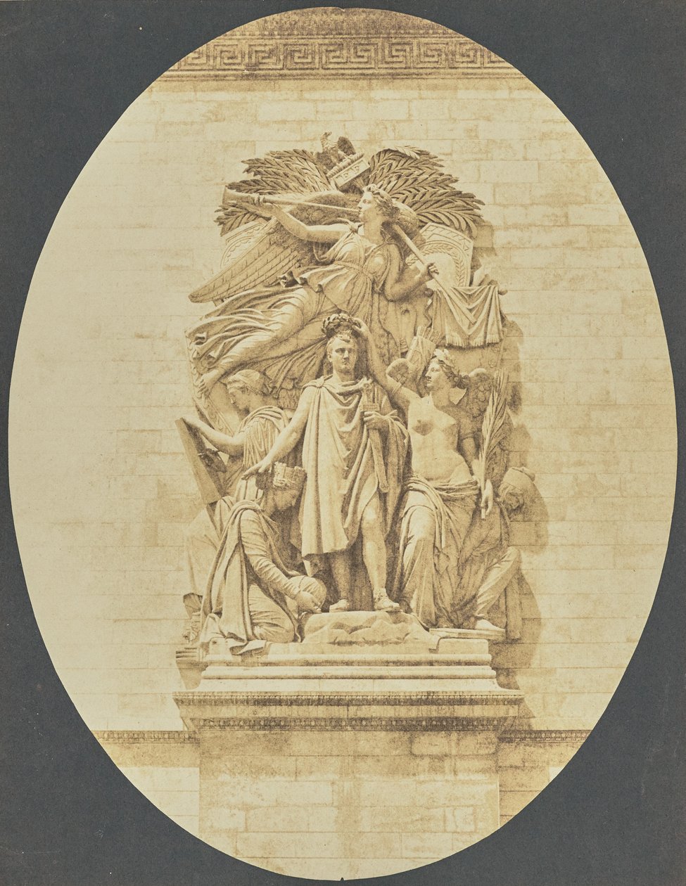 [Detalj av "Le Triomphe de 1810", av Jean-Pierre Cortot, Triumfbågen] av Hippolyte Bayard
