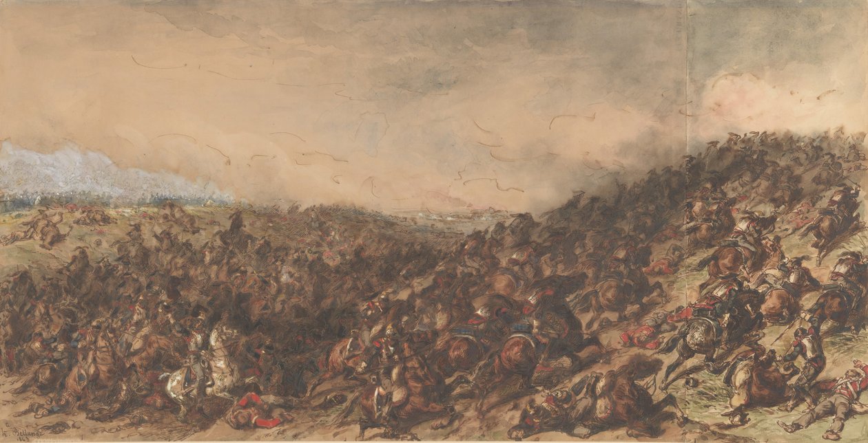 Battle Scene Waterloo, 1815-66. av Hippolyte Bellange