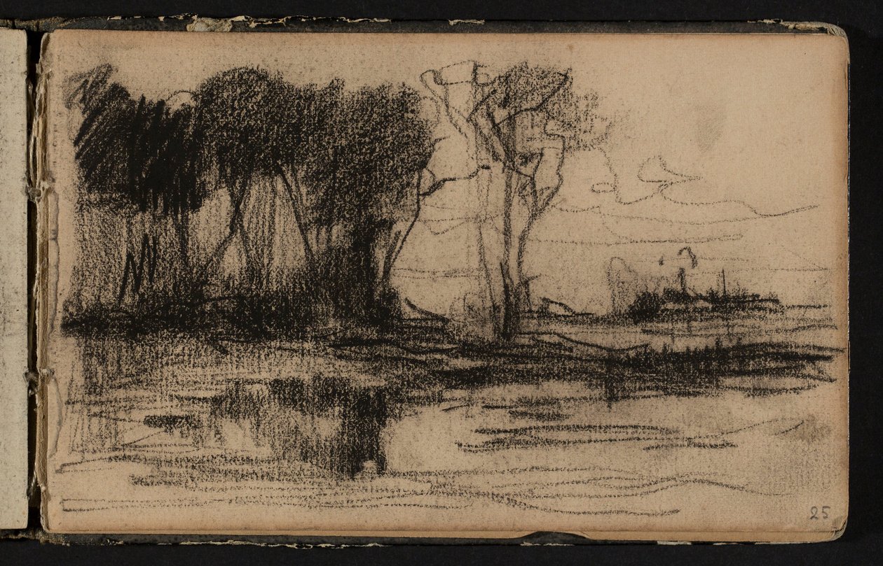 Slöjbeklädd figur (sida ur en skissbok) av Hippolyte Boulenger
