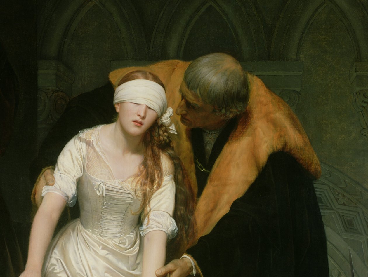 Lady Jane Greys avrättning, 1833 (detalj av 72630) av Hippolyte Delaroche