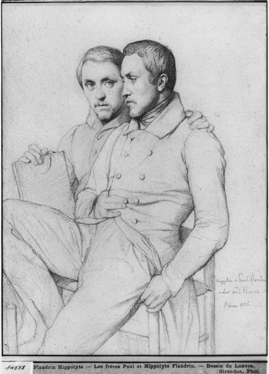 Dubbelporträtt av Hippolyte och Paul Flandrin, 1835 (svart bly på papper) av Hippolyte Flandrin