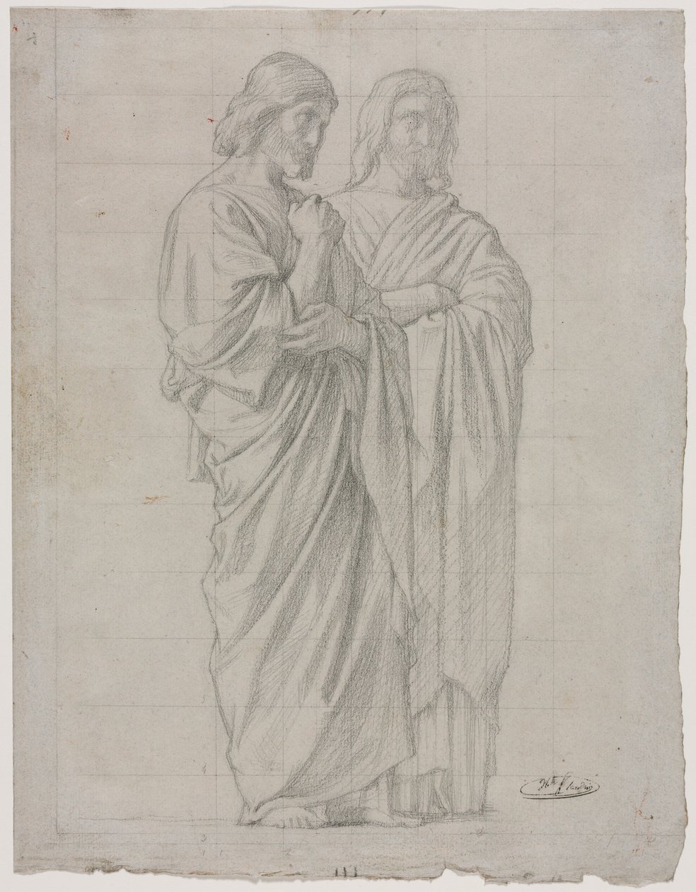 Två stående figurer (studie för den vänstra delen av Apostlarnas mission) av Hippolyte Jean Flandrin