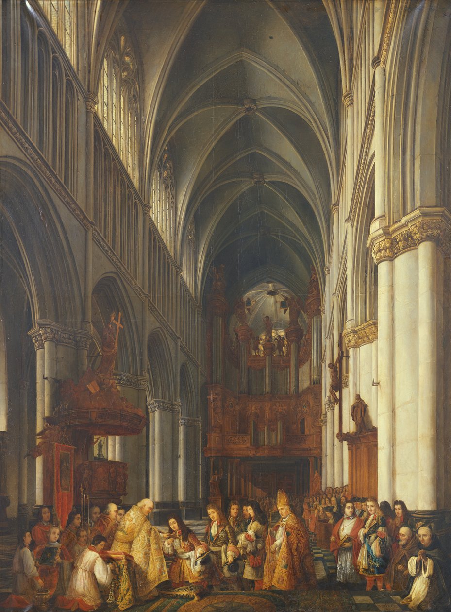 Ludvig XIV:s (1638-1715) inträde i katedralen Saint-Omer, 1839 av Hippolyte Joseph Cuvelier