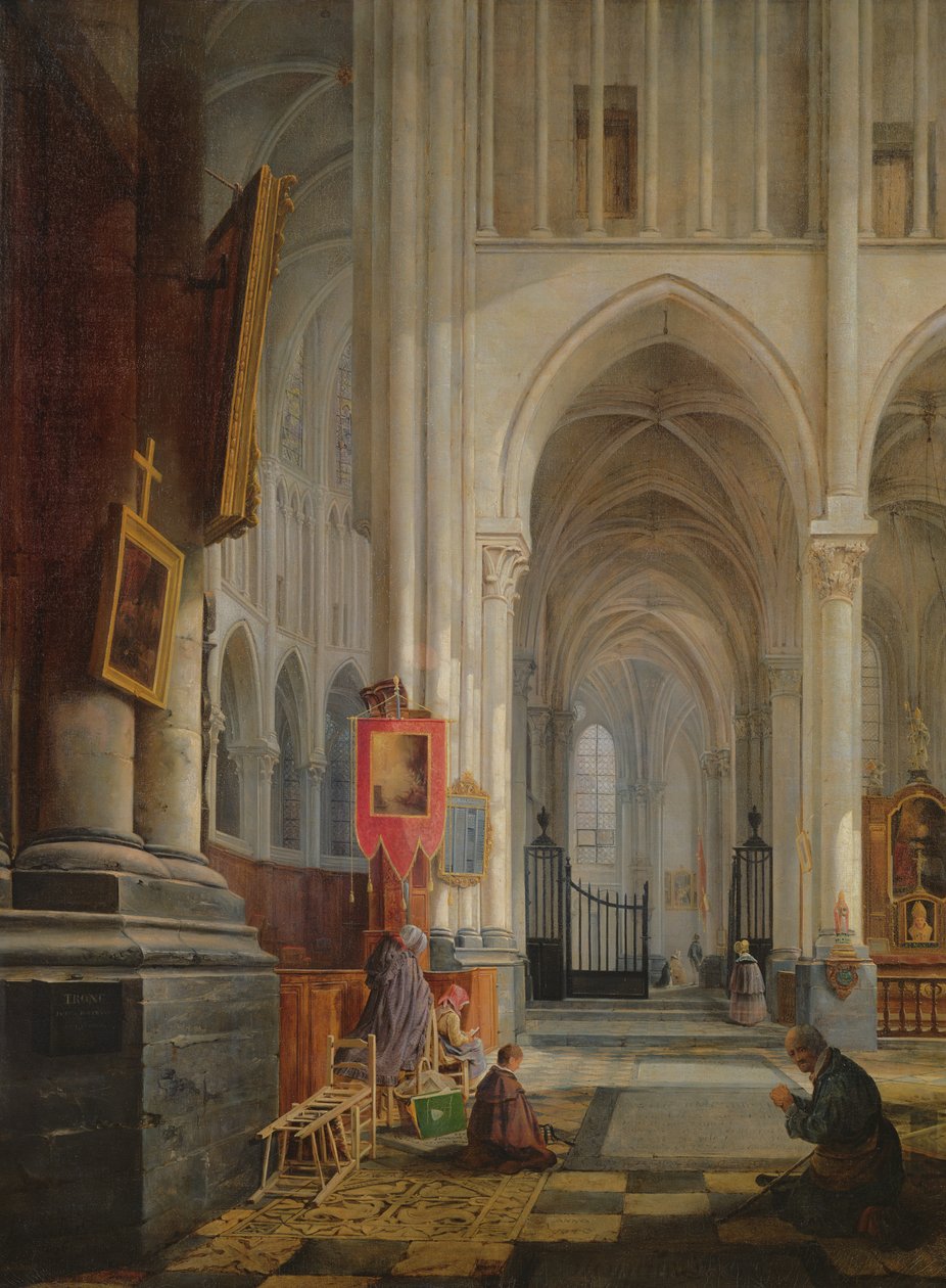 Interiör av St. Omer Cathedral, 1836 av Hippolyte Joseph Cuvelier