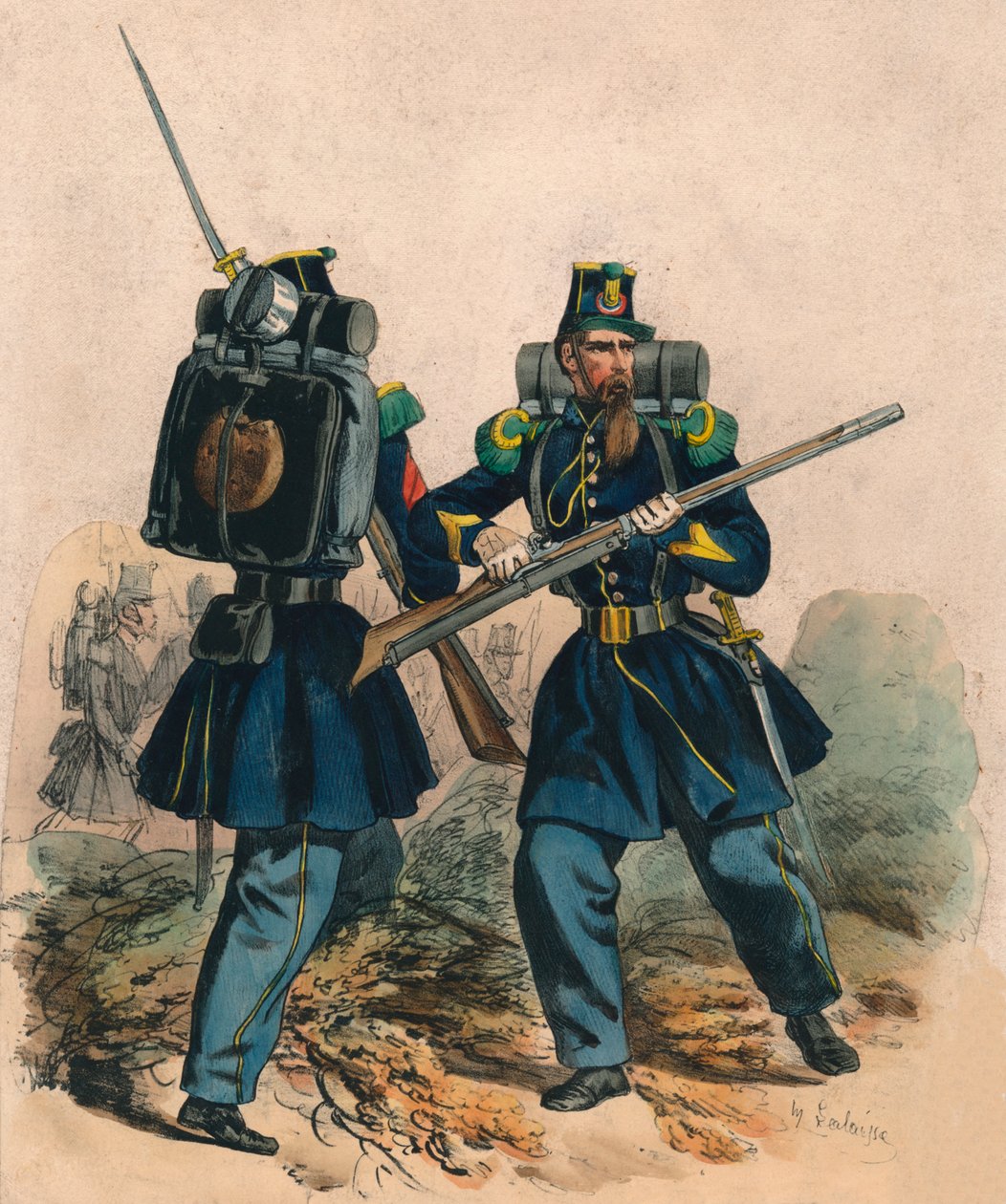 Chasseurs A Pied, mitten av slutet av 1800-talet. av Hippolyte Lalaisse