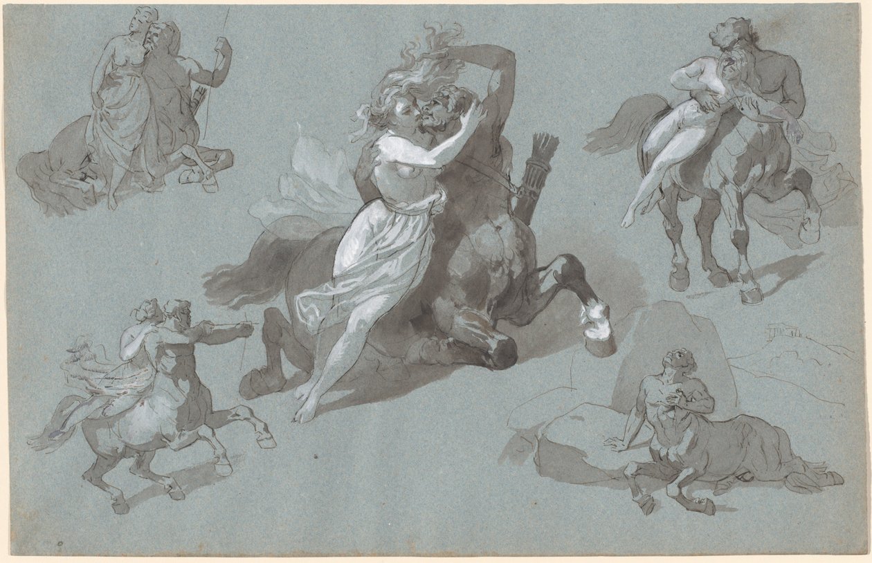 Nessus och Dejanira i fyra poser, och den döende Nessus av Hippolyte Lalaisse