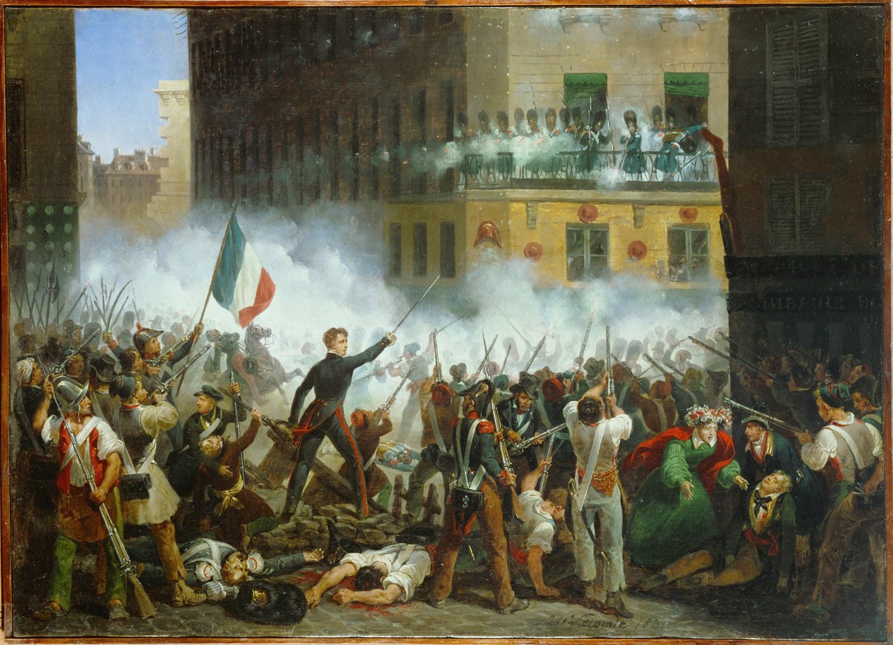 Slaget på Rue De Rohan ... (olja på duk) av Hippolyte Lecomte