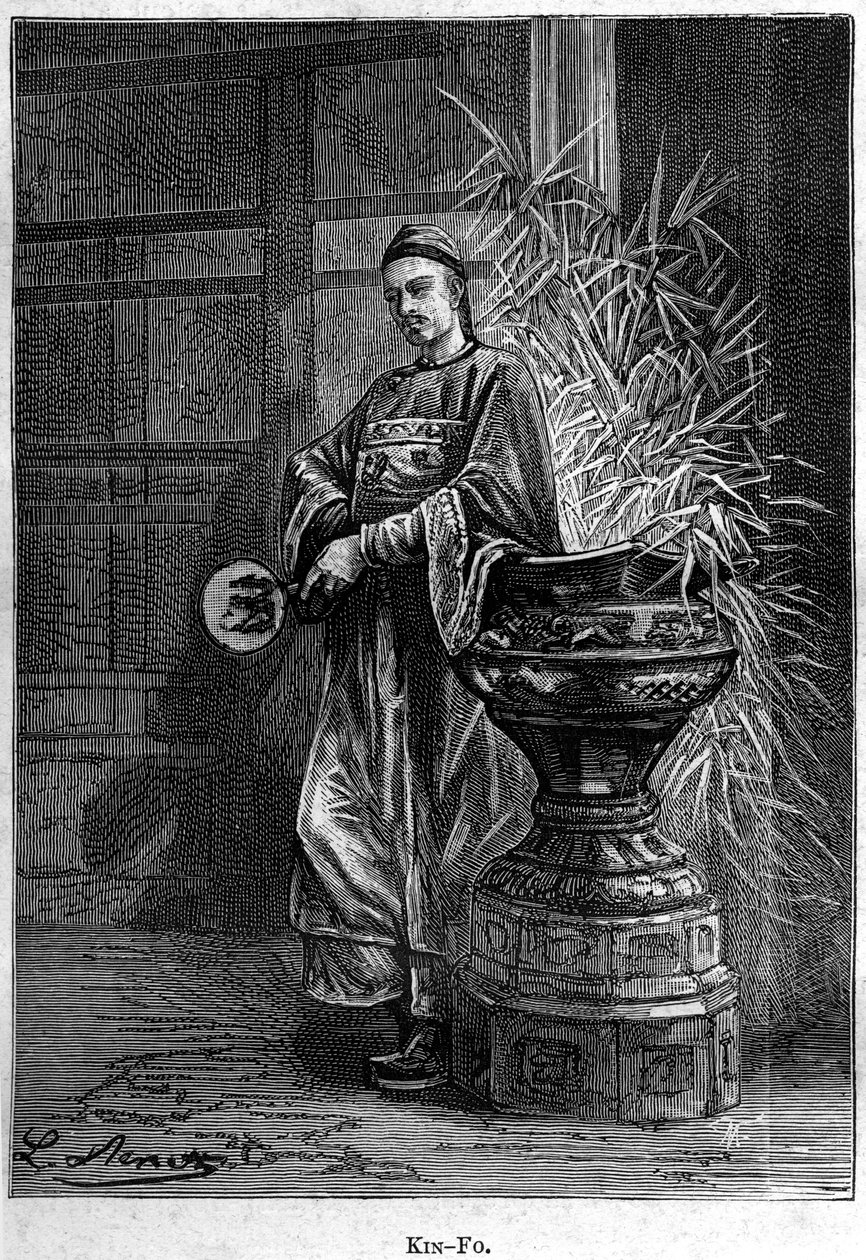 Kin-Fo. I "" En kinesisks vedermödor i Kina"", roman av Jules Verne, red. Hetzel av Hippolyte Leon Benett