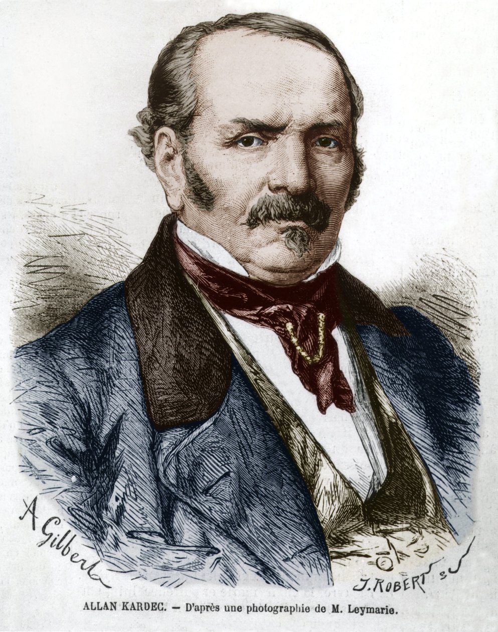 Allan Kardec (1804-1869) rätt namn Hippolyte Leon Denisart-Rivail, uppfinnare av spiritualismen i Frankrike, gravyr efter ett foto av Leymarie av Hippolyte Leymarie