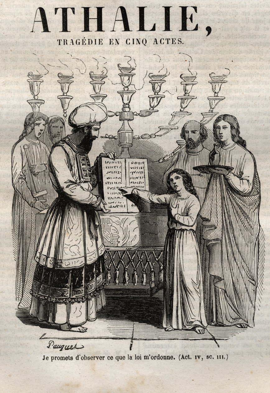 Athalie-tragedi av Jean Racine i fem akter - gravering i "" Oeuvres de Jean Racine"" illustrerad av Pauquet och notis av Emile de La Bedolliere - 1851 av Hippolyte Louis Pauquet