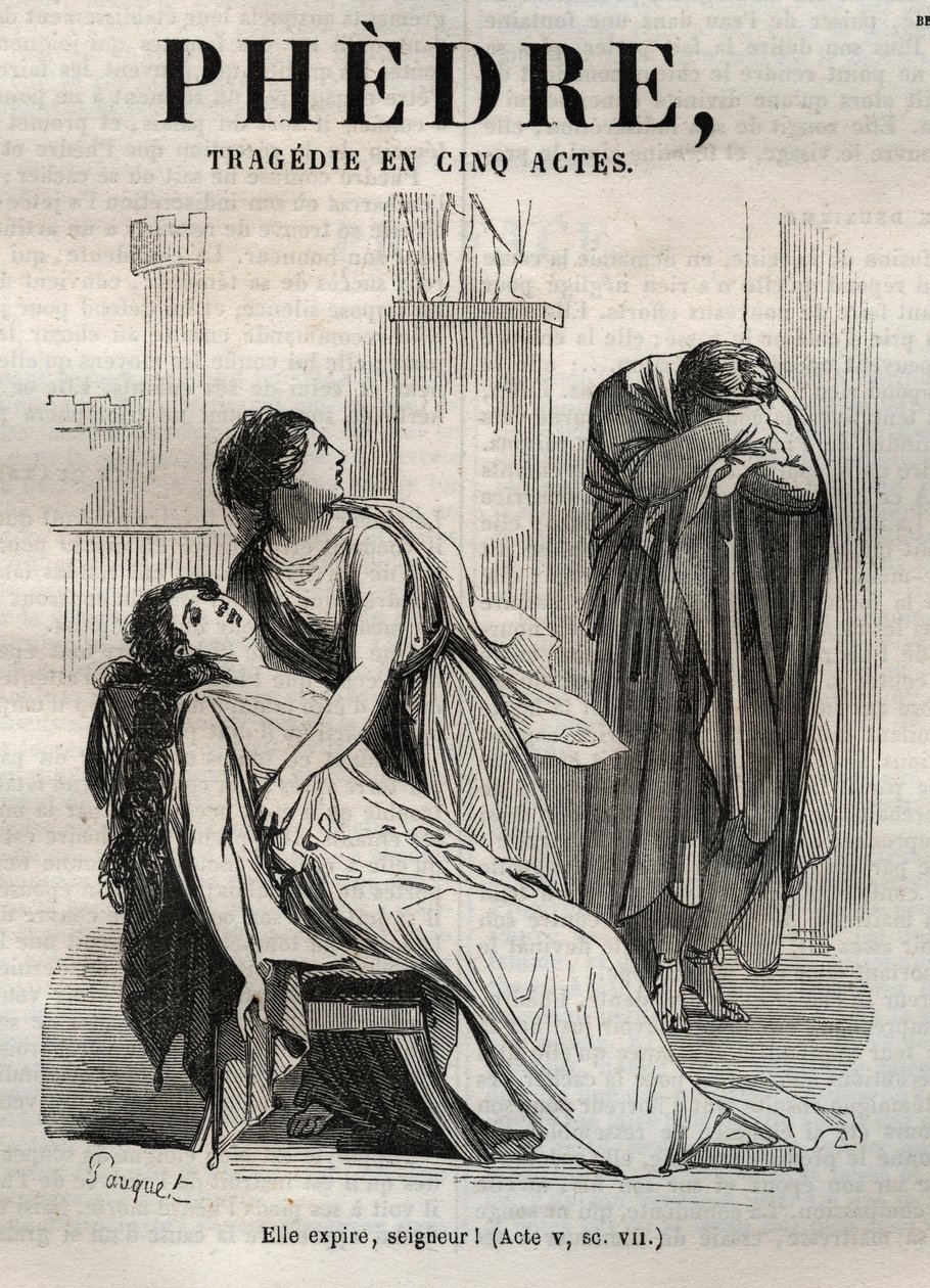Phedre, av Jean Racine (1639-1699 - gravyr i "" verk av Jean Racine"" illustrerad av Pauquet och notis av Emile de La Bedolliere - 1851 av Hippolyte Louis Pauquet