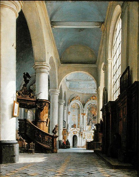 Interiör av kyrkan St. Denis, Saint-Omer, 1835 av Hippolyte Victor Valentin Sebron