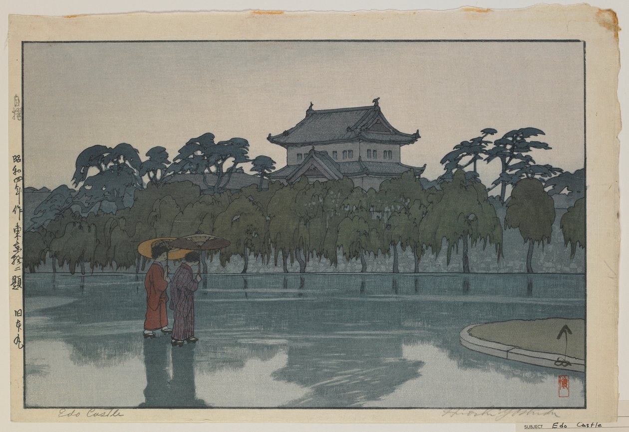 Edo Castle, från serien, Twelve Scenes of Tokyo, Showa-era av Hiroshi Yoshida