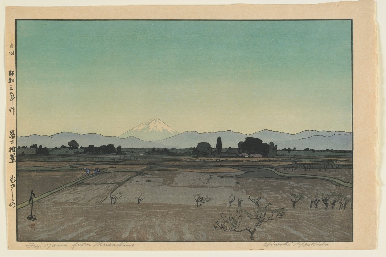 Fuji från Musashino, från serien, Ten Views of Mount Fuji, Showa-eran av Hiroshi Yoshida