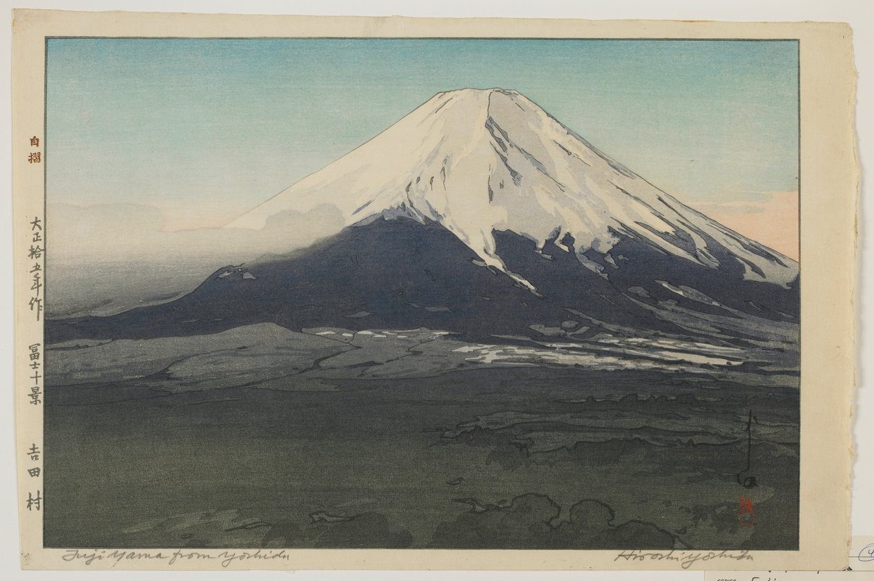 Fuji från Yoshida, från serien, Ten Views of Mount Fuji, Taisho-eran av Hiroshi Yoshida
