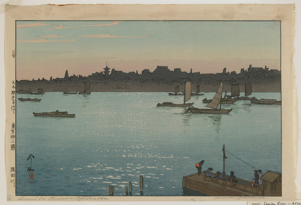 Sumida River - Afternoon, från serien, Twelve Scenes of Tokyo, Taisho-eran av Hiroshi Yoshida