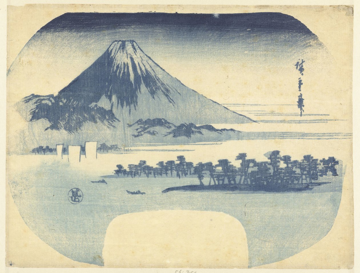Fuji och tallskogen vid Mio av Hiroshige (I) , Utagawa