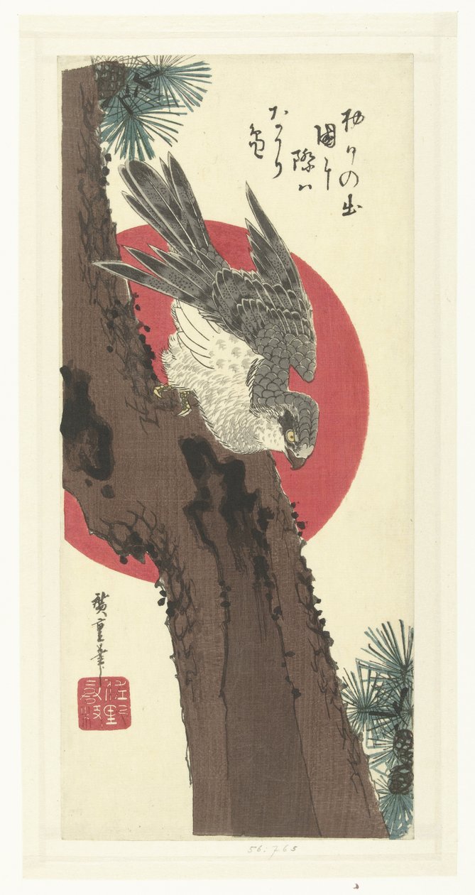 Hök på tall av Hiroshige (I) , Utagawa