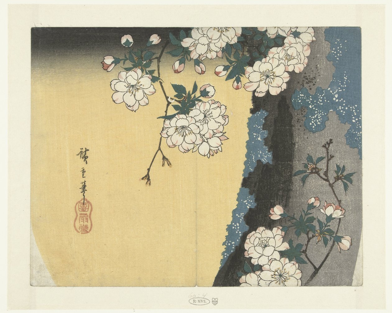 Mossig stam och körsbärsblommor av Hiroshige (I) , Utagawa