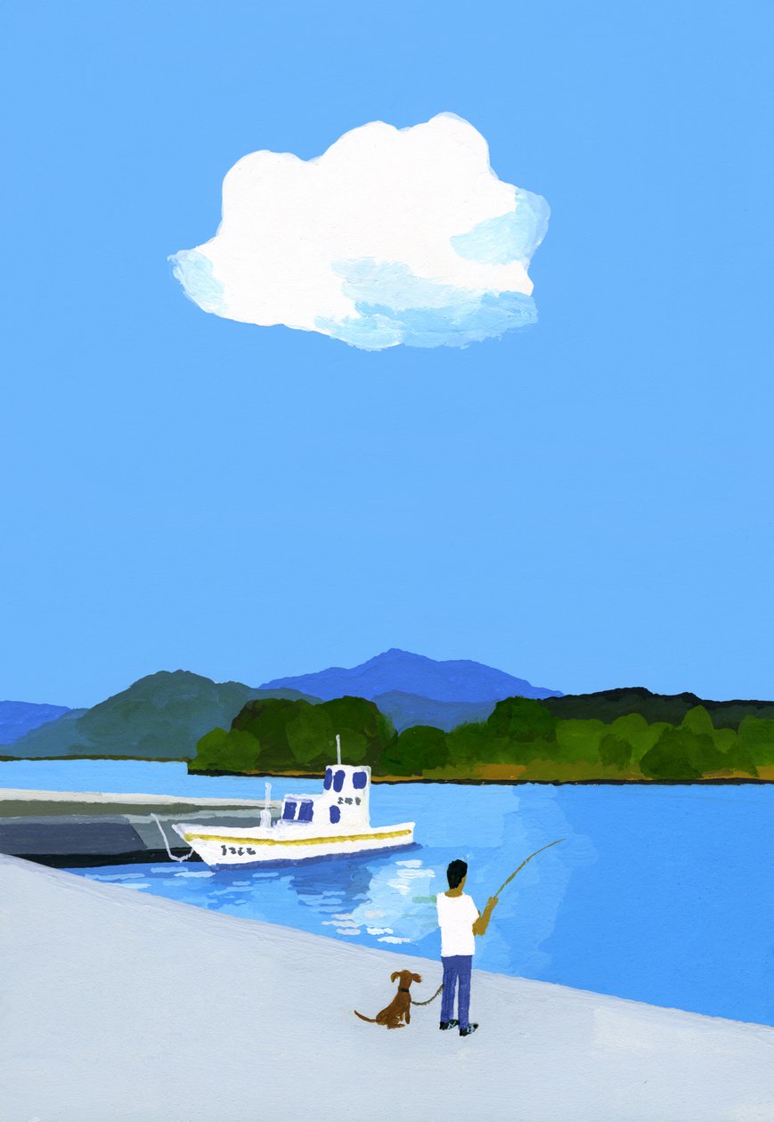 Fiske i hamnen. av Hiroyuki Izutsu