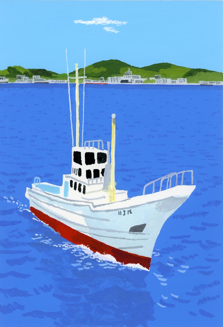 Fiskebåt och hamn av Hiroyuki Izutsu