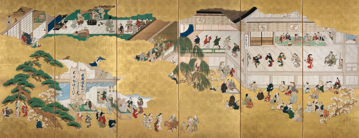 Scener från Nakamura Kabuki -teatern av Hishikawa Moronobu
