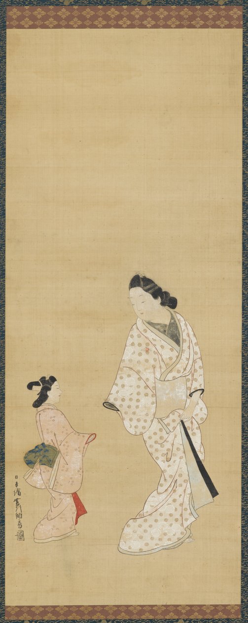 Yujo och en flicka, 1688-1697. av Hishikawa Morofusa