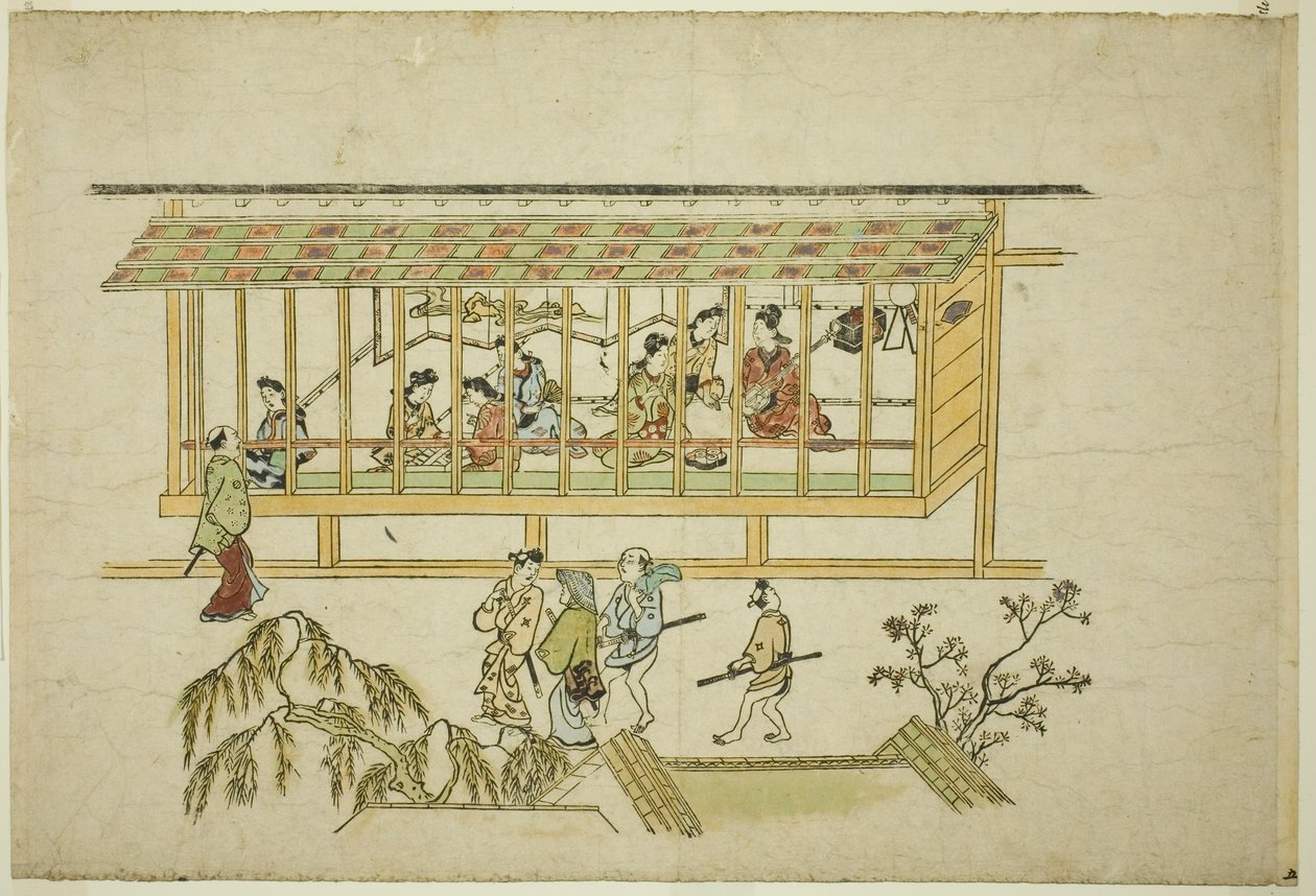 A House of Courtesans, från serien "The Appearance of Yoshiwara (Yoshiwara no tei)" av Hishikawa Moronobu
