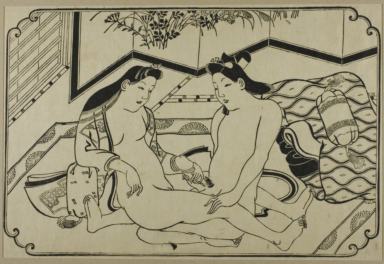 Ett blad från ett shunga-album av Hishikawa Moronobu