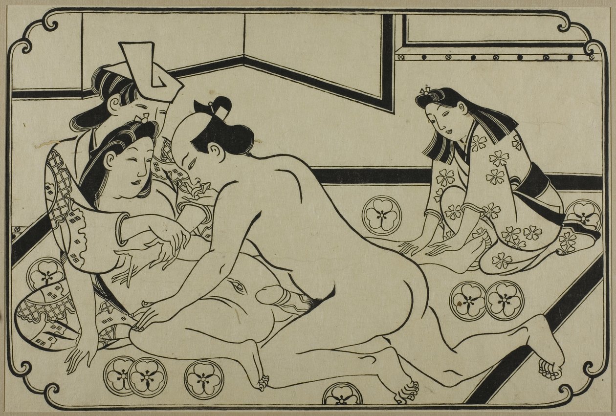 Ett blad från ett shunga-album av Hishikawa Moronobu