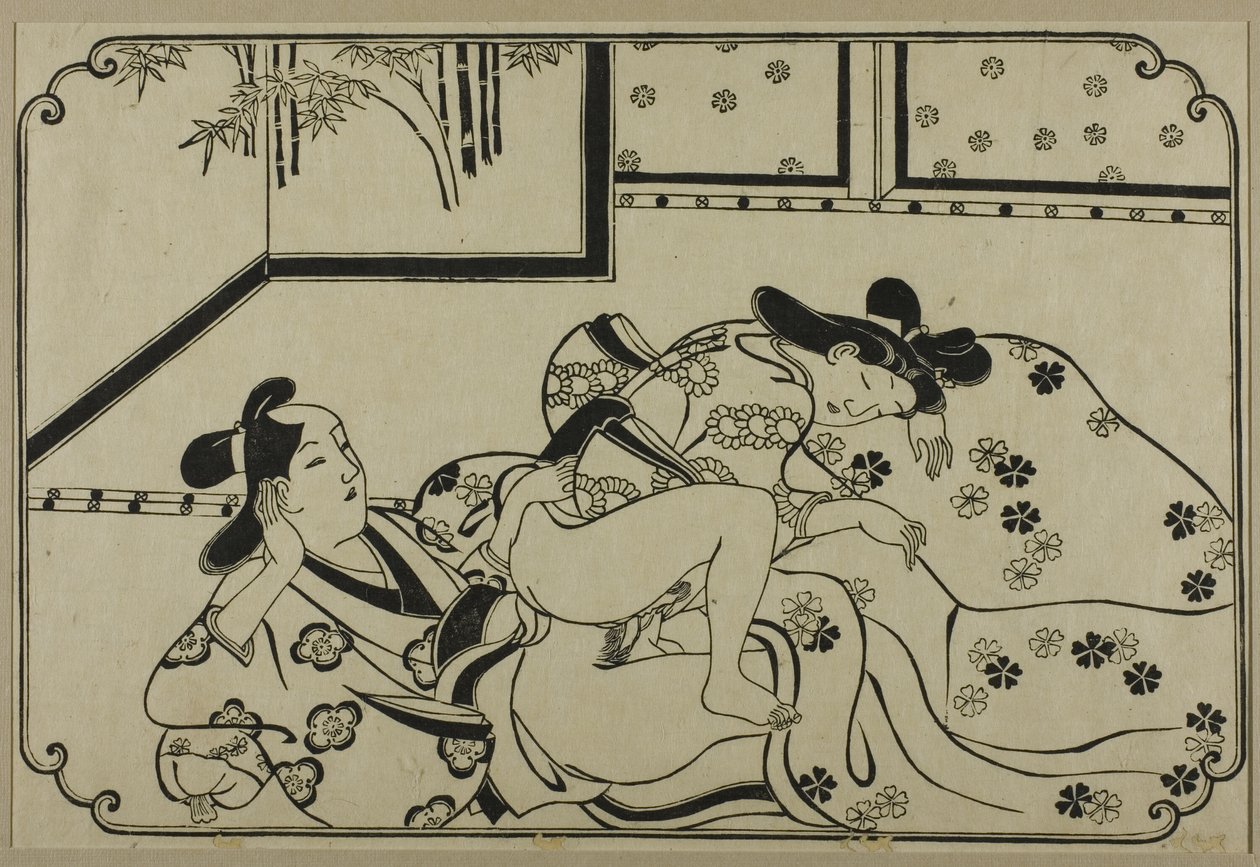 Ett blad från ett shunga-album av Hishikawa Moronobu