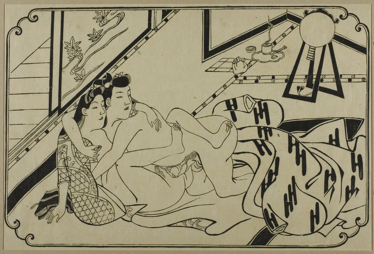 Ett blad från ett shunga-album av Hishikawa Moronobu