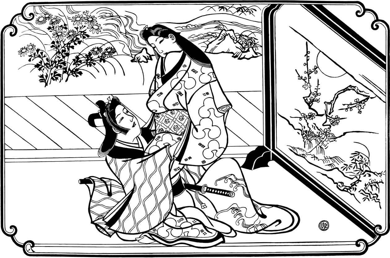 Bakom skärmen, 1680-talet. av Hishikawa Moronobu